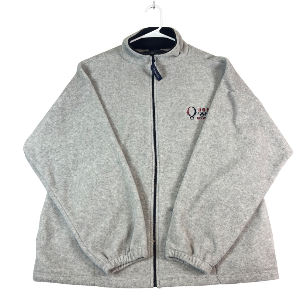 Team USA Beijing 08 Olympics‎ Fleece Jacket Mens Gray Full Zip Embroidered 2XL